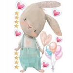Naklejka na ścianę króliczek z balonem i sercem 90 cm na 60 cm