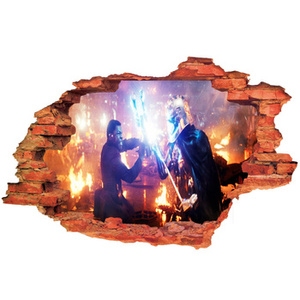 Naklejka na ścianę 3D Star Wars Gwiezdne Wojny walka na miecze 90 cm na 60 cm