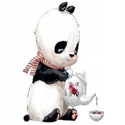 Naklejka na ścianę Panda nalewa herbatki 90 cm na 60 cm