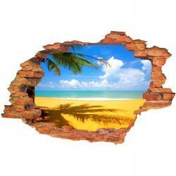 Naklejka na ścianę 3D Plaża odbicie palmy na piasku 90 cm na 60 cm