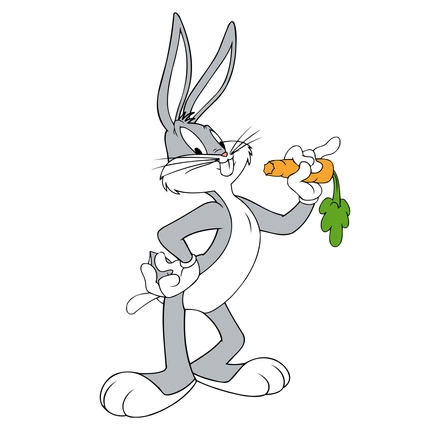 Naklejka na ścianę Królik Bugs zjada marchewkę 60 cm na 90 cm