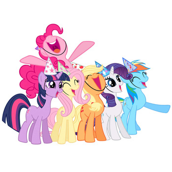 Naklejka na ścianę My Little Pony Kucyki roześmiane radosne 90 cm  na 60 cm