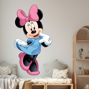 Naklejka na ścianę Myszka Minnie niebieska sukienka 90 cm na 60 cm