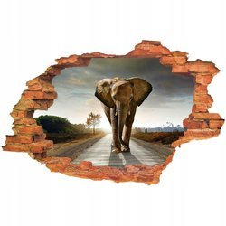 Naklejka na ścianę 3D Słoń  na drodze 90 cm na 60 cm
