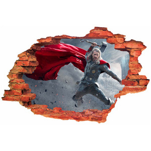 Naklejka na ścianę 3D THOR siła wiatru 90 cm na 60 cm