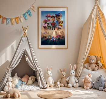 Plakat Psi Patrol w Ramce 42x30 cm – Bohaterowie i Miasto | Dekoracja do Pokoju Dziecka