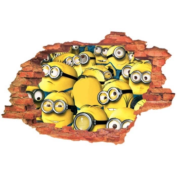 Naklejka na ścianę 3D MINIONKI spotkanie rodzinne 90 cm na 60 cm