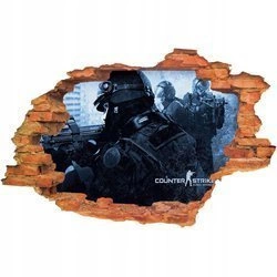 Naklejka na ścianę 3D CS Counter Strike ustawienie taktyczne 90 cm na 60 cm