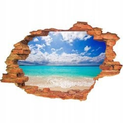 Naklejka na ścianę 3D Plaża połączenie błękitu nieba z szumem fal 90 cm na 60 cm