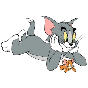 Naklejka na ścianę TOM I JERRY leż sobie na brzuchach podpierając się rękoma 90 cm na 60 cm