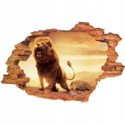 Naklejka na ścianę 3D Lew ryczący 90 cm na 60 cm
