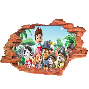Naklejka na ścianę 3D Psi Patrol na wyspie piratów 90 cm na 60 cm