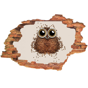 Naklejka na ścianę 3D Kawa sowa 90 cm na 60 cm