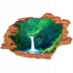 Naklejka na ścianę 3D Wodospad próg rzeczny wśród zieleni 90 cm na 60 cm