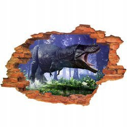 Naklejka na ścianę 3D DINOZAUR ryczący tyranozaur 90 cm na 60 cm