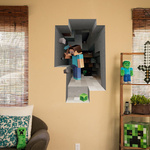 Naklejka 3D Minecraft budowa tunelu 60 cm na 90 cm