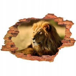 Naklejka na ścianę 3D Lew dostojny 90 cm na 60 cm