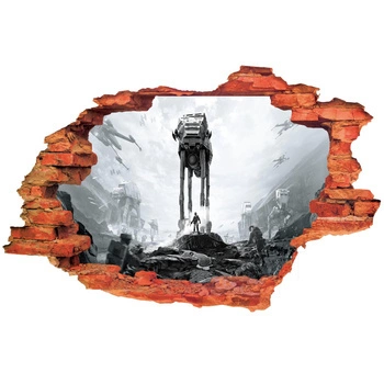 Naklejka na ścianę 3D Star Wars Gwiezdne Wojny maszyna krocząca na polu bitwy 90 cm na 60 cm