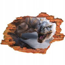 Naklejka na ścianę 3D DINOZAUR allozaur o rozgniewanych zielonych oczach 90 cm na 60 cm