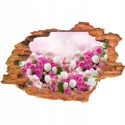 Naklejka na ścianę 3D Kwiaty różowe róże z dodatkiem białych tulipanów 90 cm na 60 cm