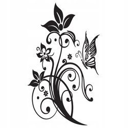 Naklejka na ścianę Kwiaty motyle 75 cm na 45 cm