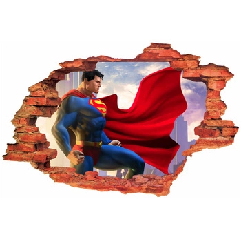 Naklejka na ścianę 3D SUPERMAN wiatr w pelerynie 90 cm na 60 cm