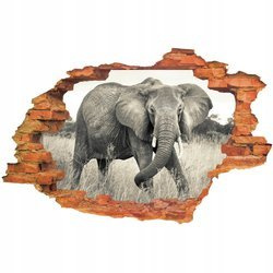 Naklejka na ścianę 3D Słoń biegnie po trawie 90 cm na 60 cm