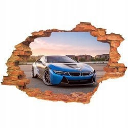Naklejka na ścianę 3D SAMOCHODY niebieskie BMW