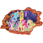 Naklejka na ścianę 3D My Little Pony Kucyki przy tronie 90 cm na 60 cm