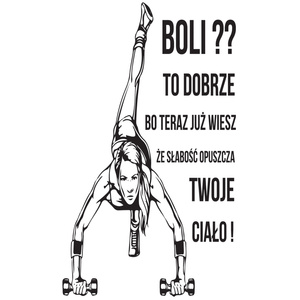 Naklejka na ścianę napis siłownia sport boli to dobrze 75 cm na 45 cm