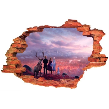 Naklejka na ścianę 3D KRAINA LODU wszyscy stoją nad dolina 60 cm na 90 cm