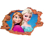 Naklejka na ścianę 3D KRAINA LODU Anna i Elsa 60 cm na 90 cm