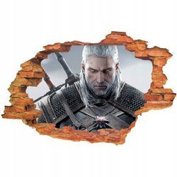 Naklejka na ścianę 3D Wiedźmin zbliżenie na twarz 90 cm na 60 cm