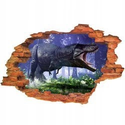 Naklejka na ścianę 3D DINOZAUR ryczący tyranozaur 90 cm na 60 cm