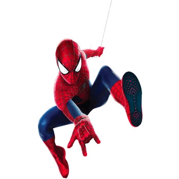Naklejka na ścianę Spider Man leci na pajęczynie 90 cm na 60 cm