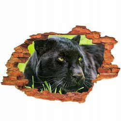 Naklejka na ścianę 3D Czarna Pantera na żółtym tle 90 cm na 60 cm